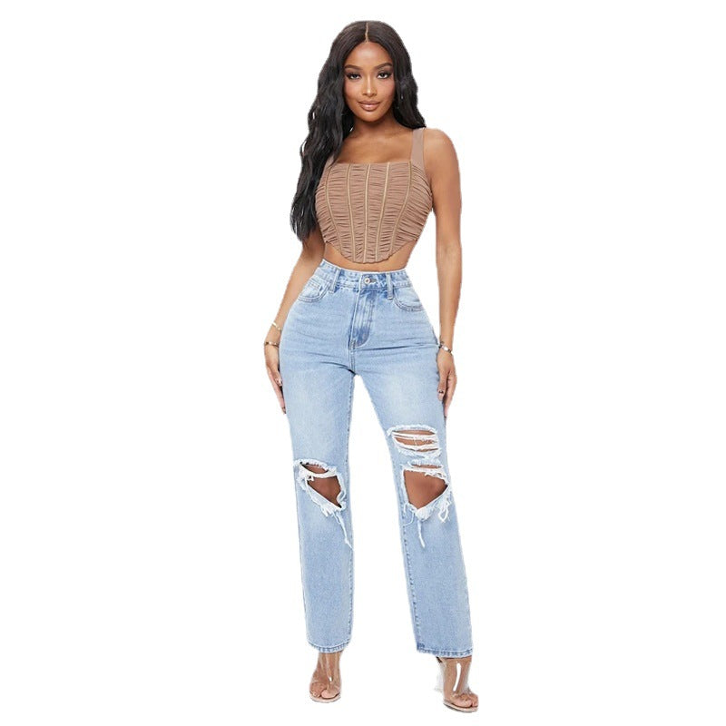 Drune Damenjeans mit hoher Taille und Waschung