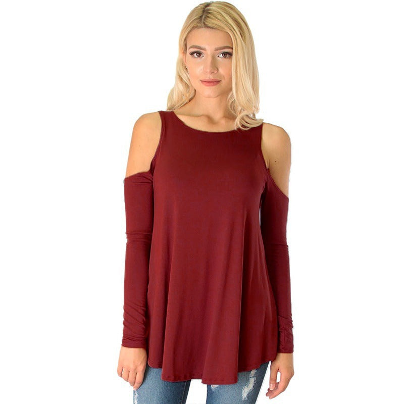 Damen Langarmhemd mit Cut-Out-Schultern und fließender A-Linien-Silhouette Drune