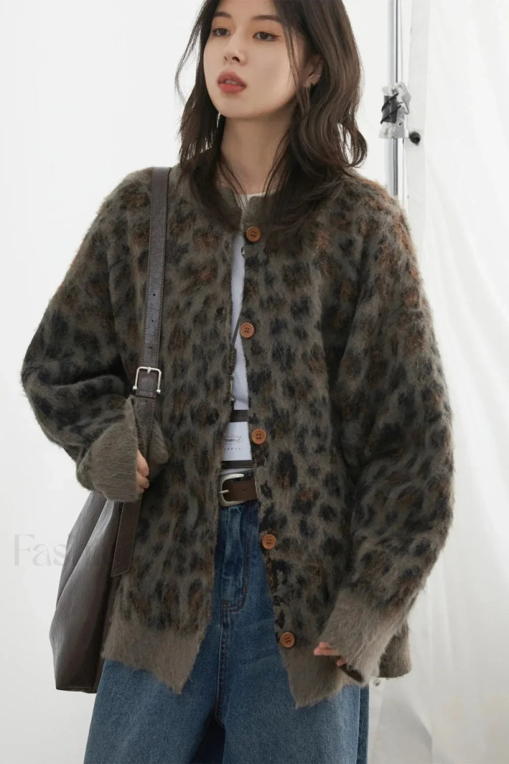Drune | Leopardenmuster Einreiher Cardigan