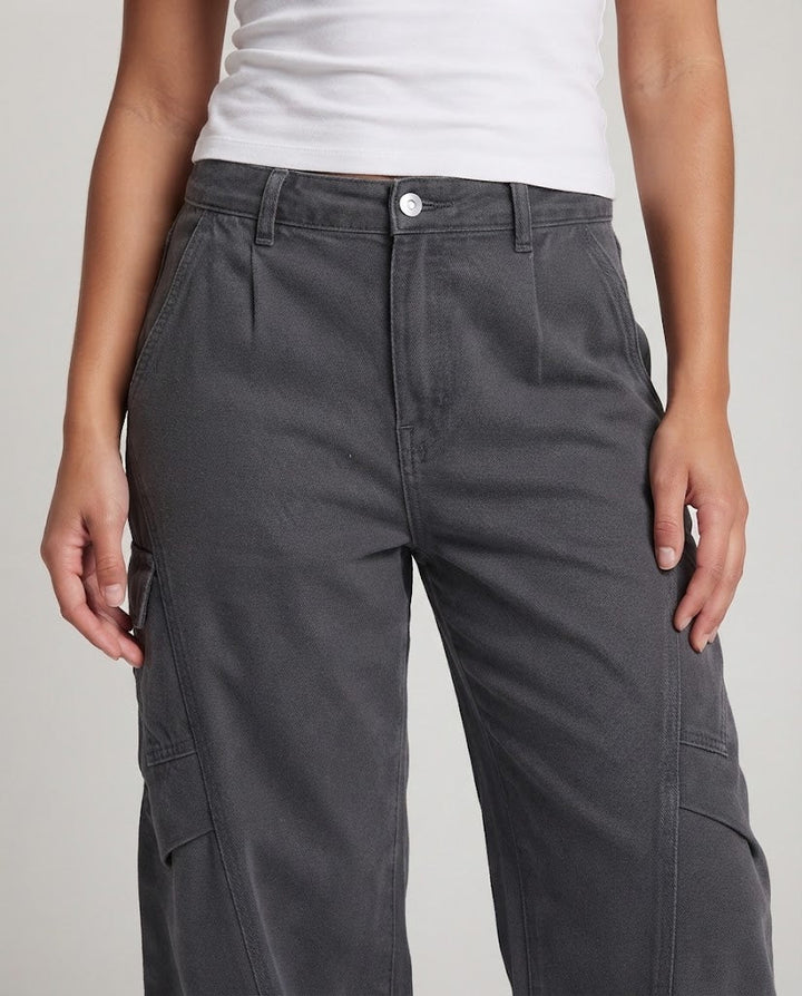 Damen weite Cargo-Hose mit tiefer Schrittpassform Drune