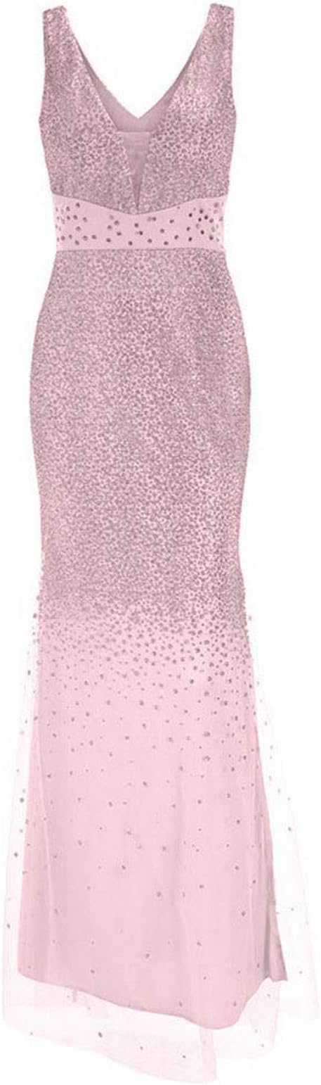 Drune | Sling V-Ausschnitt Split Glitzerndes Abendkleid