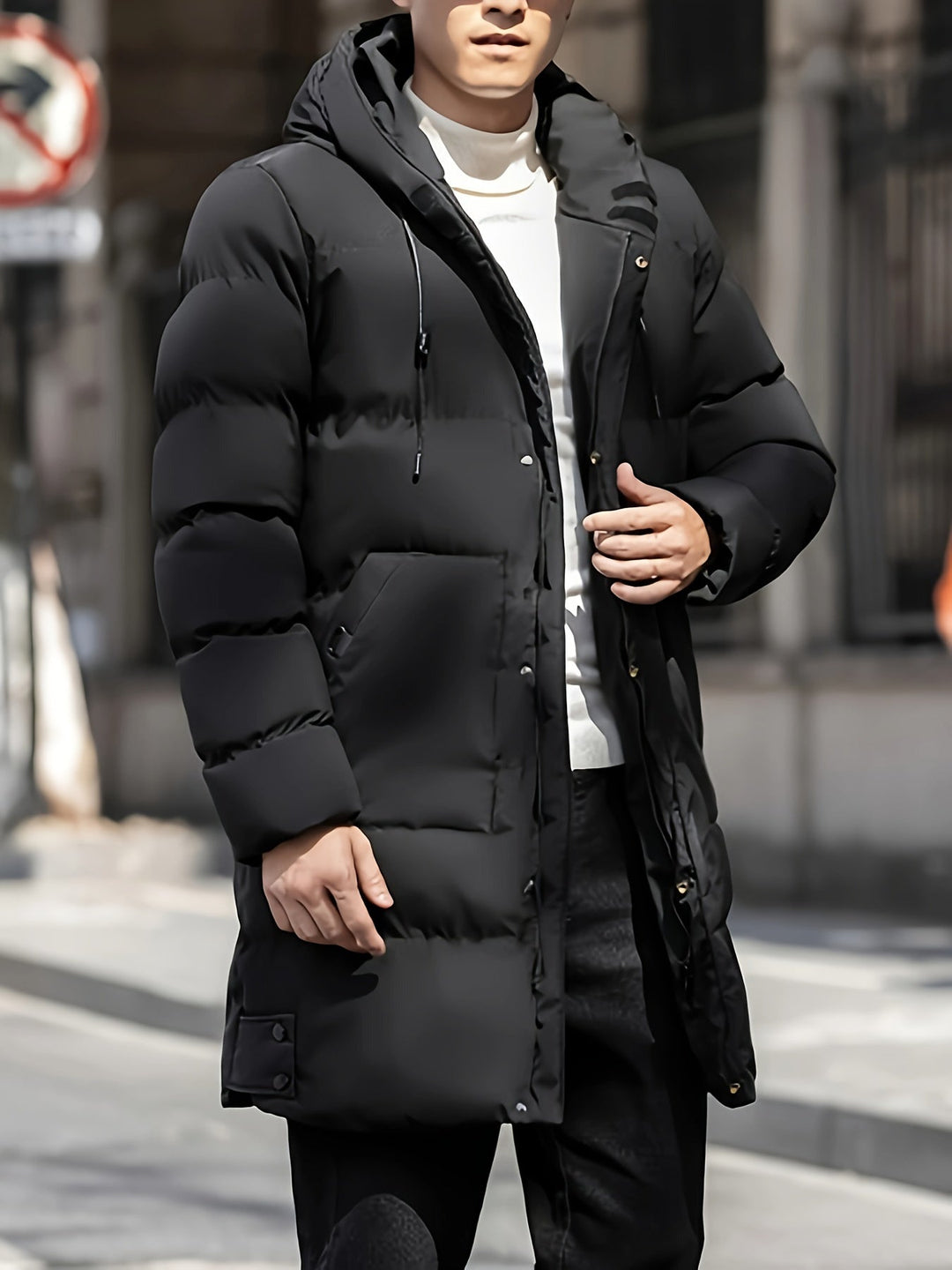 Drune | Mid-Length Casual Winter Jacket with Puffed Hood for Men - Perfect for Outdoor Activities