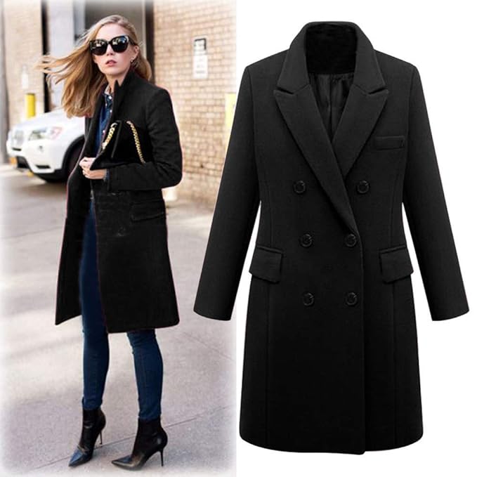Drune | Damen Winter Trenchcoat - Doppelreiher & Reverskragen