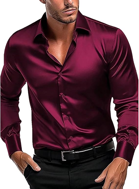 Herren Hochglanz Satinhemd mit modernem Schnitt und eleganten Details Drune