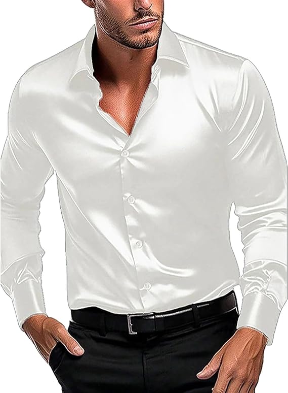 Herren Hochglanz Satinhemd mit modernem Schnitt und eleganten Details Drune