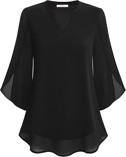Drune | Doppelter Schichten Chiffon-Bluse