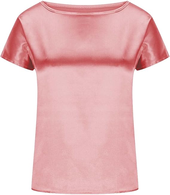 Damen Satin T-Shirt mit elegantem Wasserfall-Ausschnitt und schlichten Details Drune