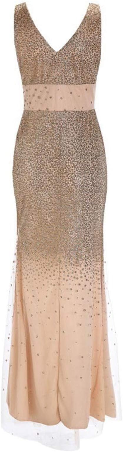Drune | Sling V-Ausschnitt Split Glitzerndes Abendkleid