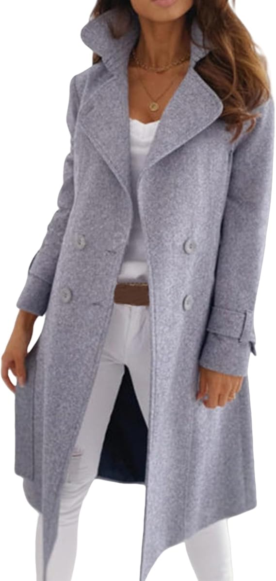 Drune | Eleganter Frauen Wollmantel mit Knopfverschluss