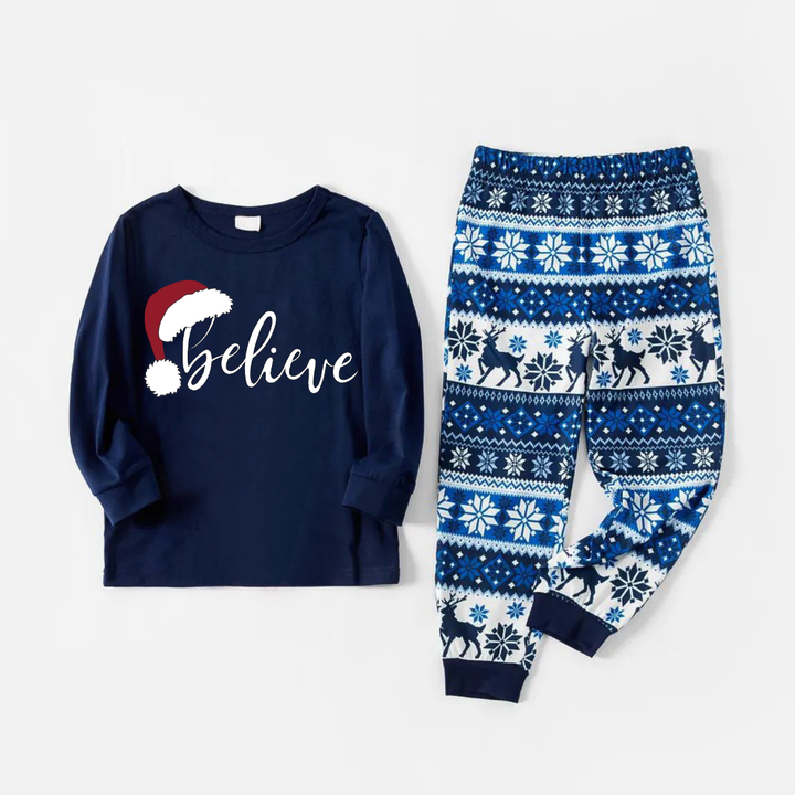 Drune | "Glaube" Druck Blau Familie Weihnachten Matching Pyjamas