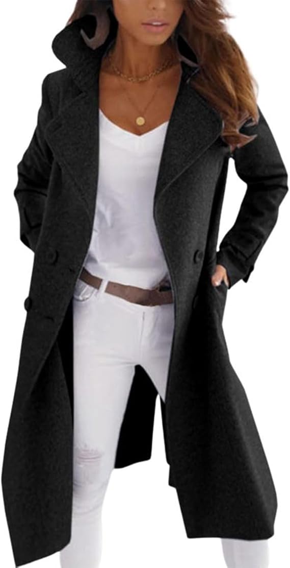Drune | Eleganter Frauen Wollmantel mit Knopfverschluss