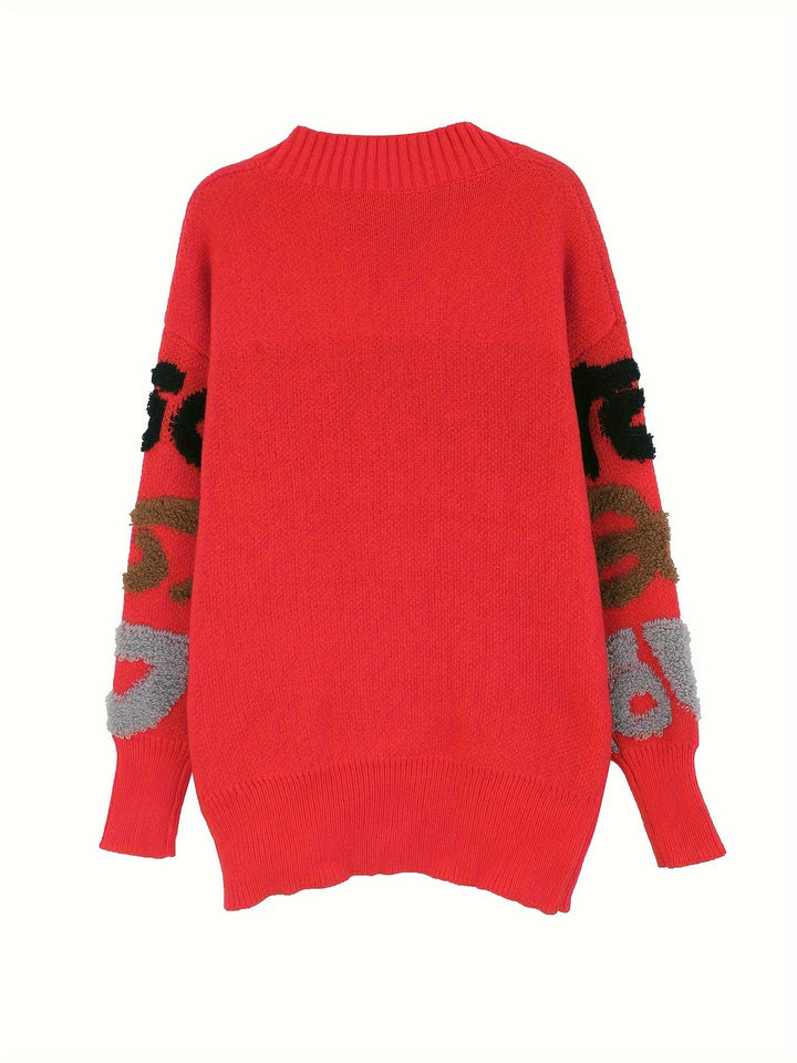 Drune | Buchstabenmuster Knopf Unten Strickjacke Für Damen - Perfekt für lässige Tage