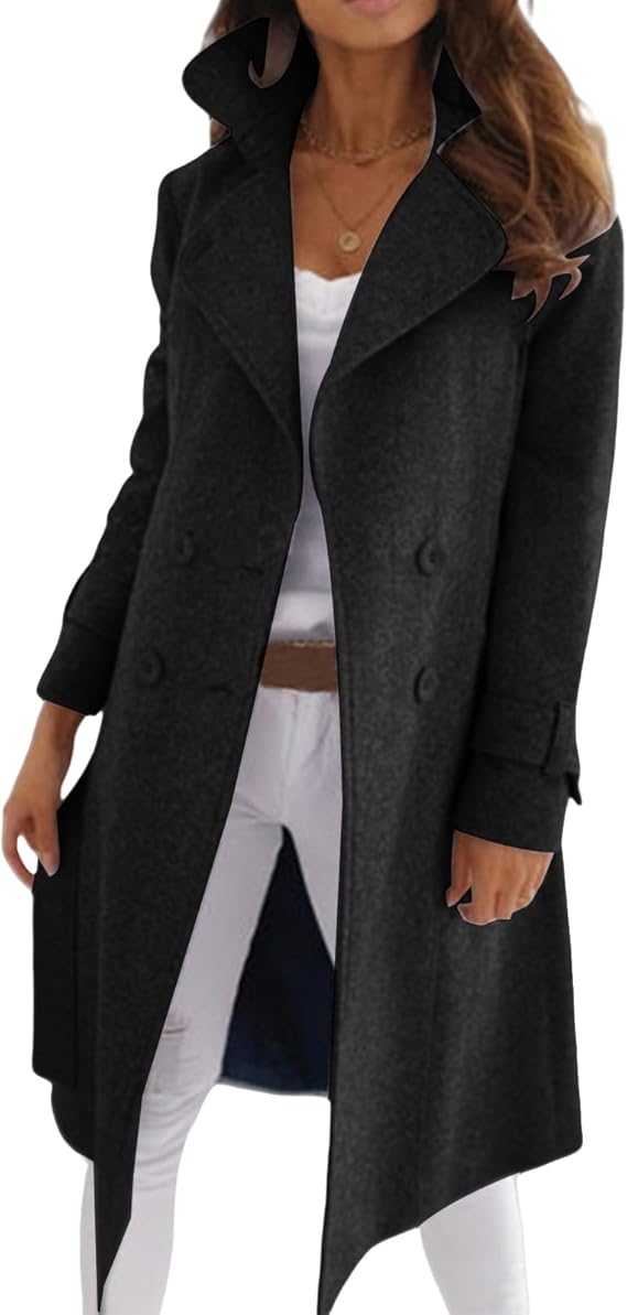 Drune | Eleganter Frauen Wollmantel mit Knopfverschluss