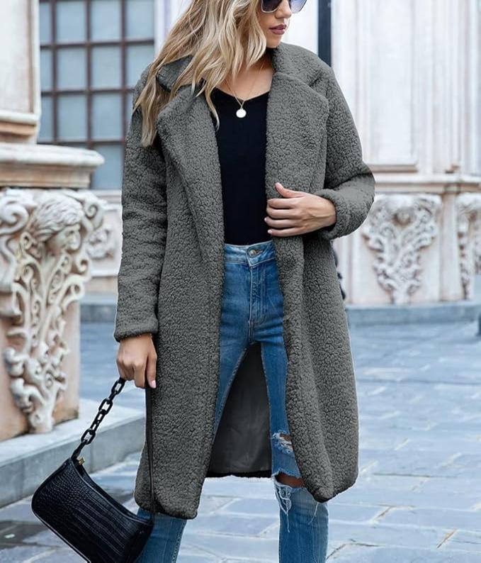 Drune | lange Teddyjack Damen - warmer Winter Oversized Mantel