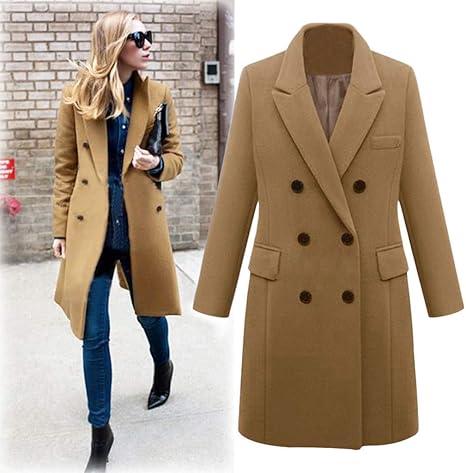 Drune | Damen Winter Trenchcoat - Doppelreiher & Reverskragen