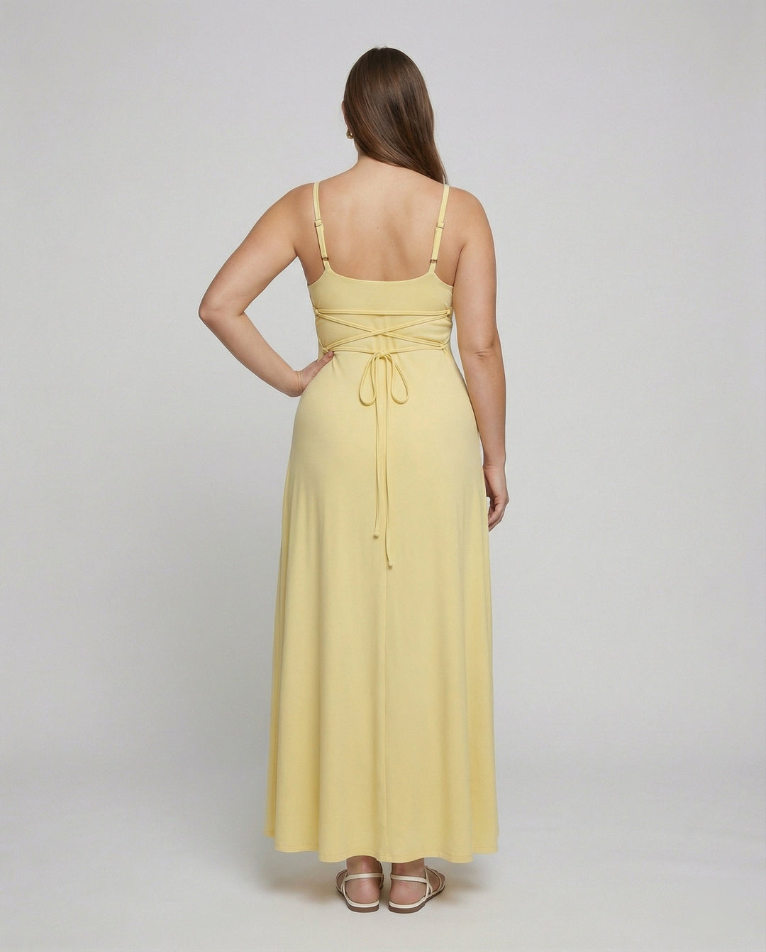Drune | Lange Drapierte Kleid mit Eingebautem Bh
