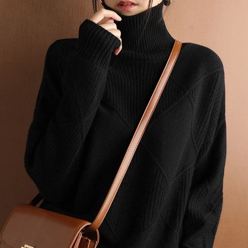 Drune | Rollkragenpullover - Mit Diamantmuster gestrickt -weich und bequem