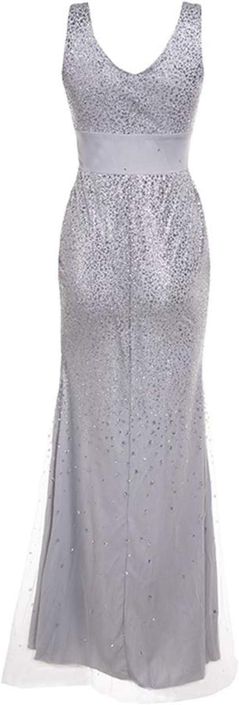 Drune | Sling V-Ausschnitt Split Glitzerndes Abendkleid