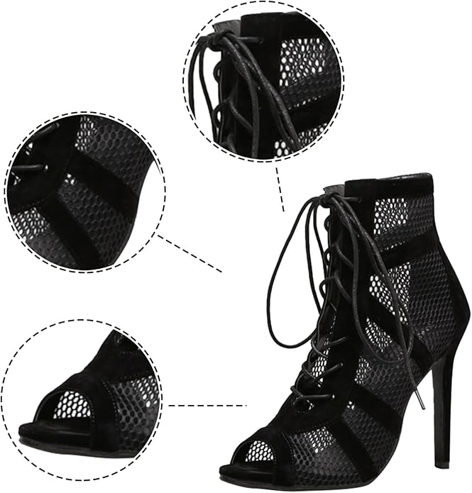 Drune | Damen Sandaletten mit Hohen Absätzen - Verführerische Spitze und Mesh für Den Perfekten Party-Look