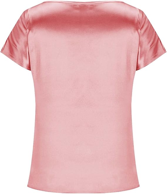 Damen Satin T-Shirt mit elegantem Wasserfall-Ausschnitt und schlichten Details Drune