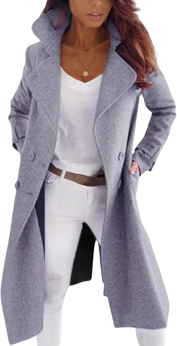 Drune | Eleganter Frauen Wollmantel mit Knopfverschluss