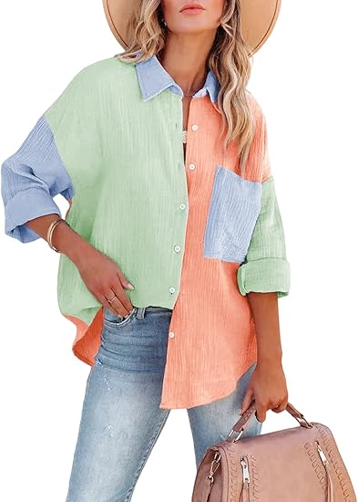 Drune | Colorblock Hemd Mit Knopfverschluss Für Damen
