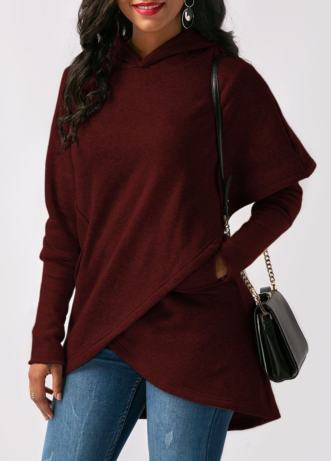 Drune | Hoodie - Damen Herbst Trendy Asymmetrischer Hoodie