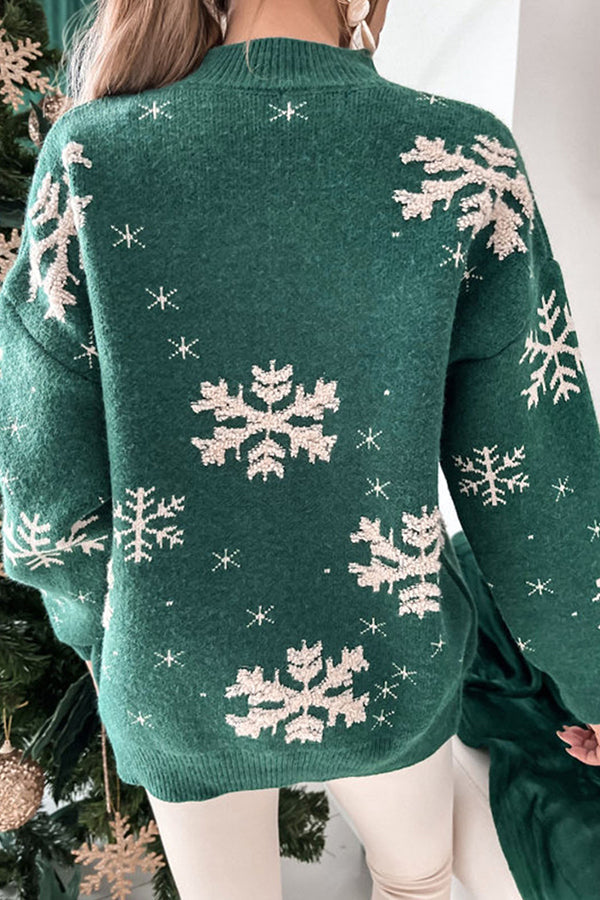 Drune | Rollkragen Weihnachtsdruck Strickpullover