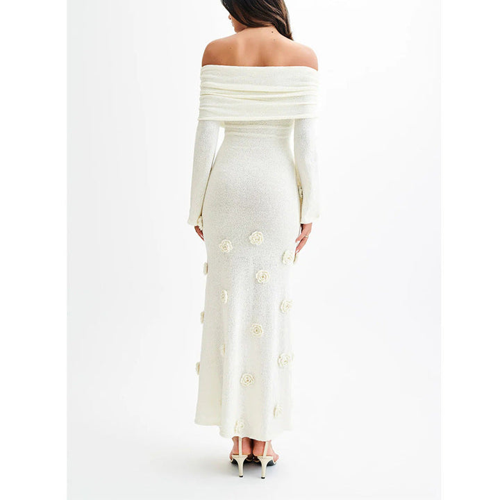 Drune | Dreidimensionales Blumenkleid Mit Offenen Schultern Strick