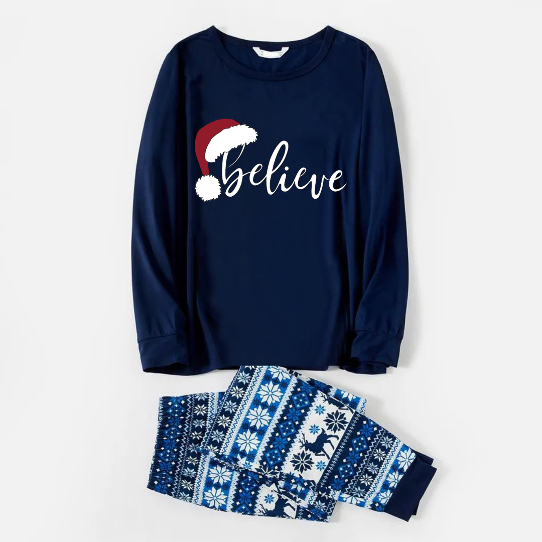 Drune | "Glaube" Druck Blau Familie Weihnachten Matching Pyjamas