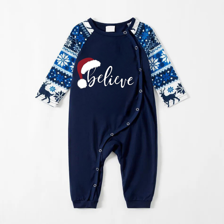 Drune | "Glaube" Druck Blau Familie Weihnachten Matching Pyjamas