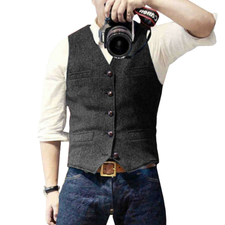 Drune | Stilvolle Herren Weste Im Denim Look