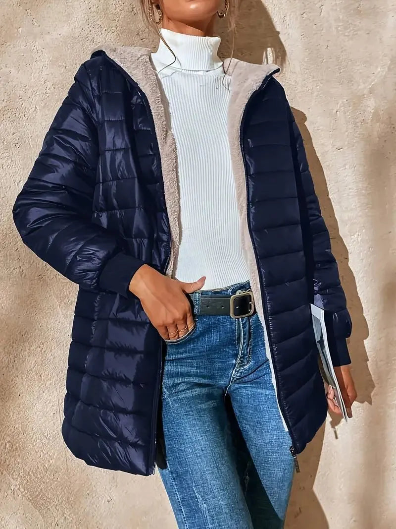 Drune | Weite Fleecegefütterte Steppjacke mit Kapuze