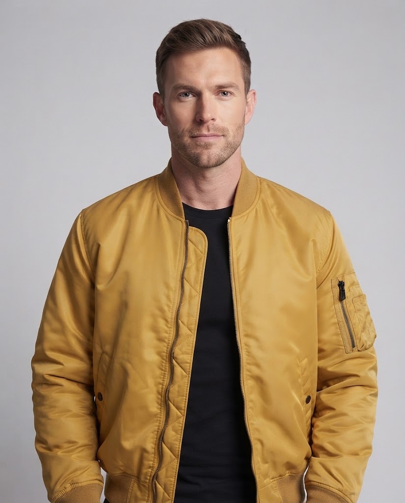 Herren Nylon-Bomberjacke im Aviator-Style mit gesteppter Thermo-Innenlage und Ärmel-Utilitytasche Drune
