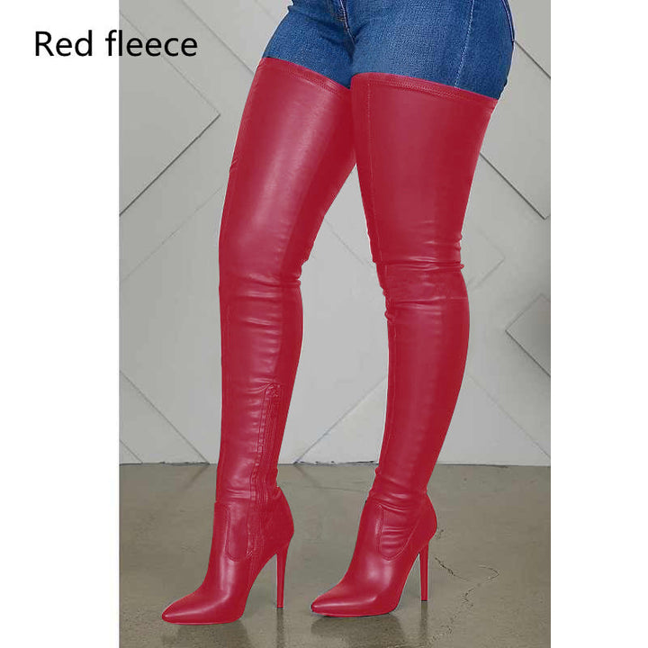 Drune | Damen Über Kniefallstiefel Spitz Schuh Hoher Stiletto