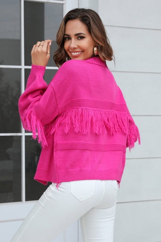 Drune | Fransenbesatz Offene Vorder-Cardigan