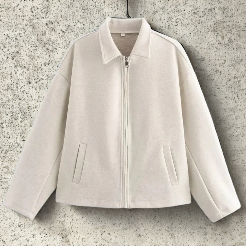 Drune | Fit Damen Kurzjacke mit Spitzem Kragen und Frontreißverschluss