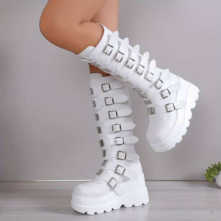 Drune | Trendy Stiefel Auf Plattform mit Schnallen