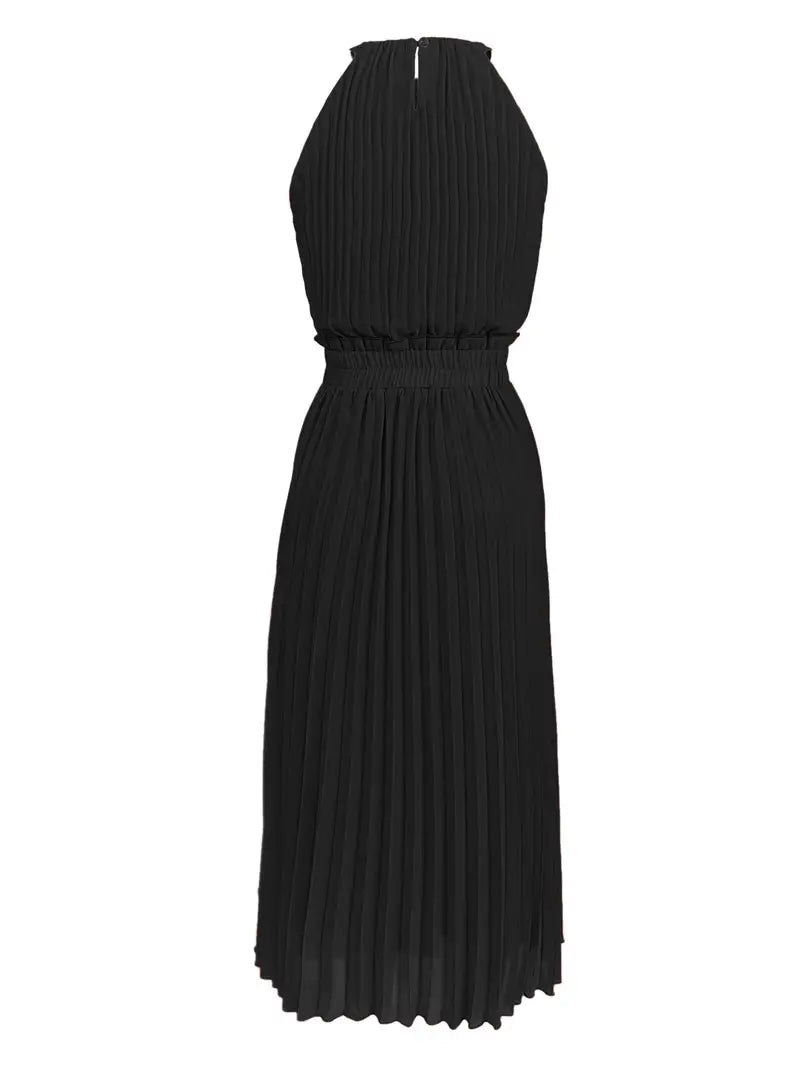 Drune | Elegantes X-Sommer Midikleid mit Rundhalsausschnitt und Gesch Gathered Taille
