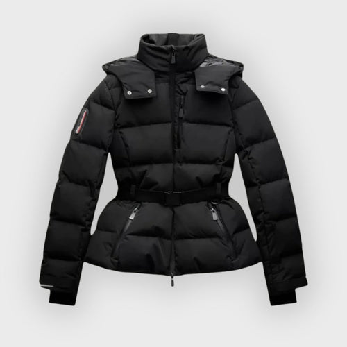 Drune | Damen isolierte schwarze Gürtel-Skijacke