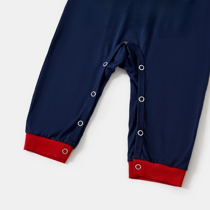 Drune | Weihnachtsfamilienpassende Schlafanzüge - Marineblau & Rote Karierte Pjs Set mit "Christmas Crew Making Memories Together" Aufdruck