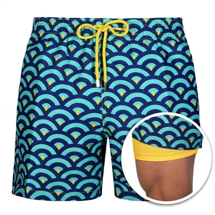 Drune | Bedruckte Herren Badeshorts Mit Doppelter Schicht Für Den Sommer