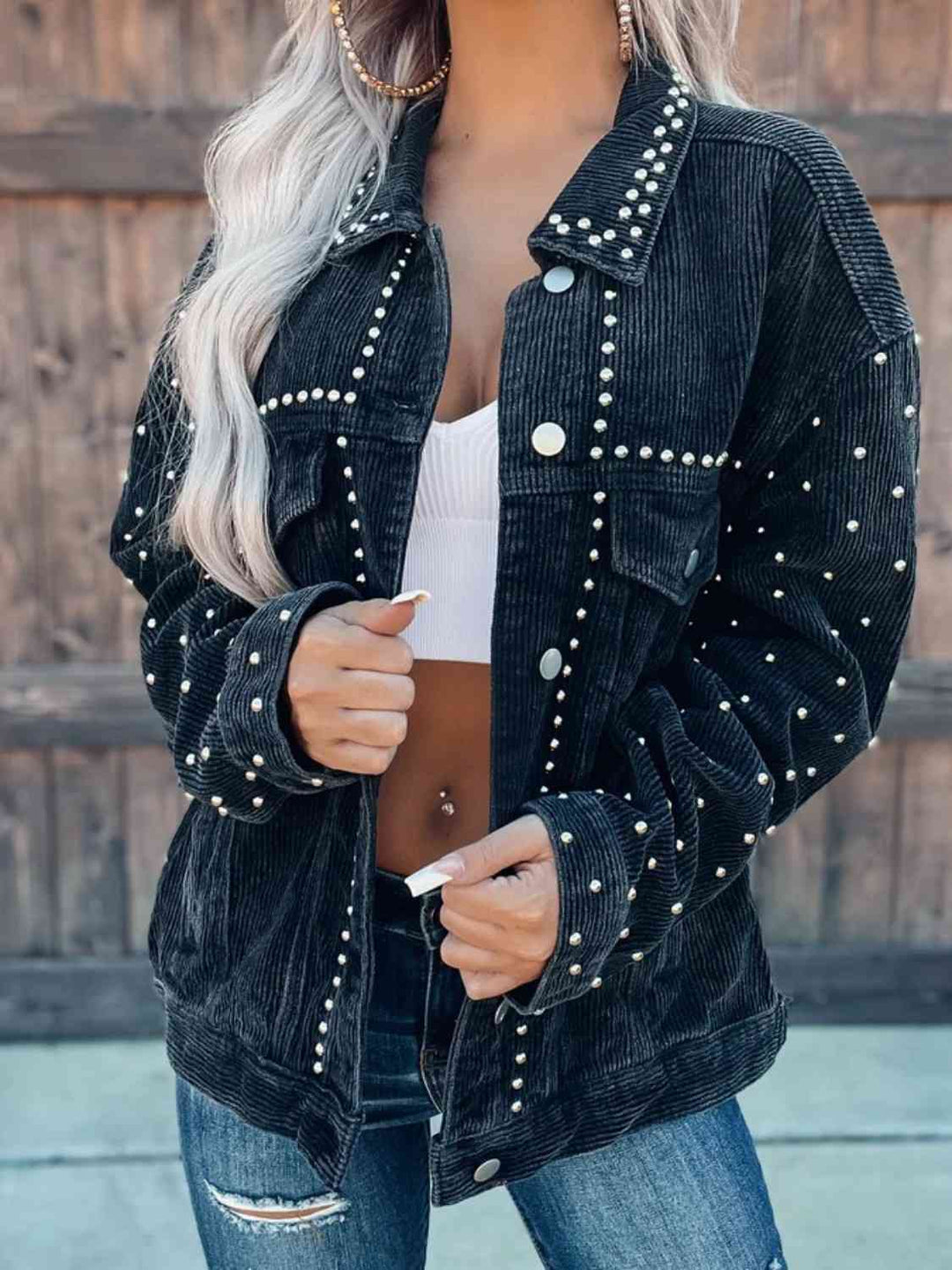 Drune | Nietenkragenknopfhemdjacke