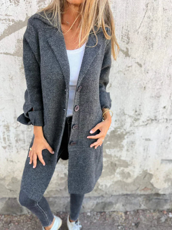 Drune | Lässige Lange Jacke mit Umschlag
