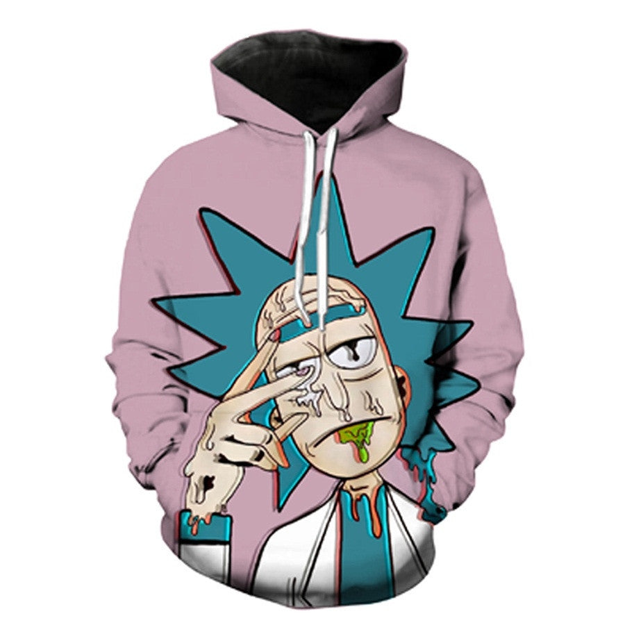 Unisex Kapuzenpullover mit großflächigem Cartoon-Print, tropfender Grafik & Kängurutasche Drune