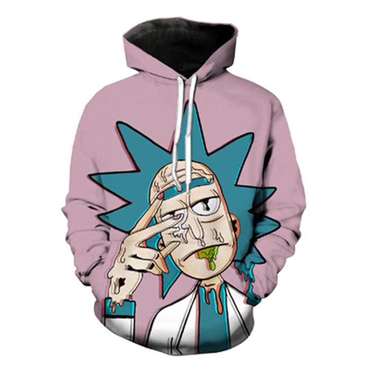 Unisex Kapuzenpullover mit großflächigem Cartoon-Print, tropfender Grafik & Kängurutasche Drune