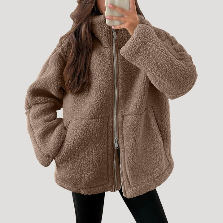 Drune | Damen Fleece Teddy Zip-Up Flauschige Winterjacke