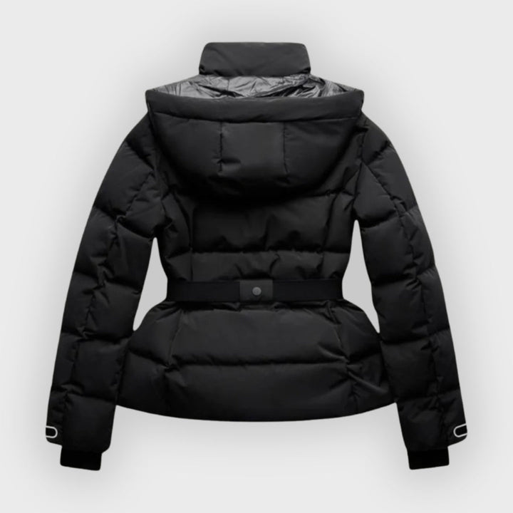 Drune | Damen isolierte schwarze Gürtel-Skijacke