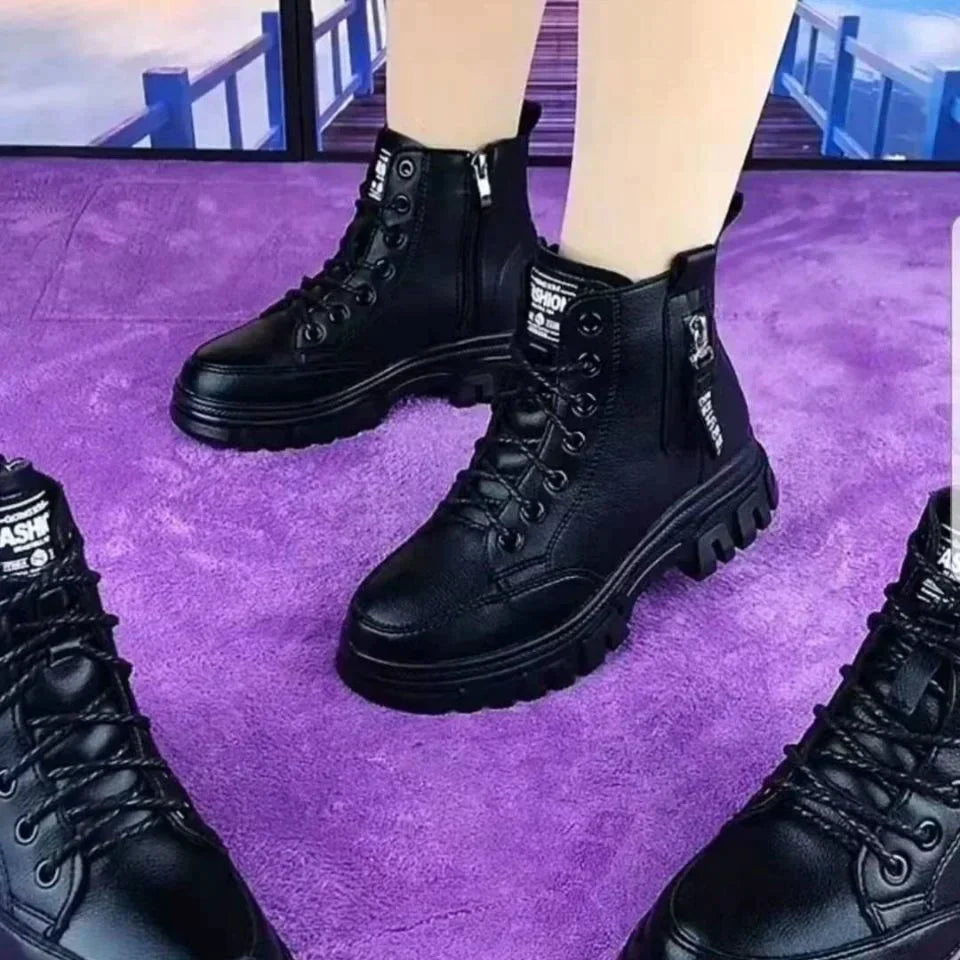 Drune women's high-top leather boots side view