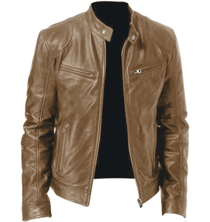 Drune | Casual Jacke aus veganem Leder ohne Kapuze für Männer - Geeignet für jeden Anlass